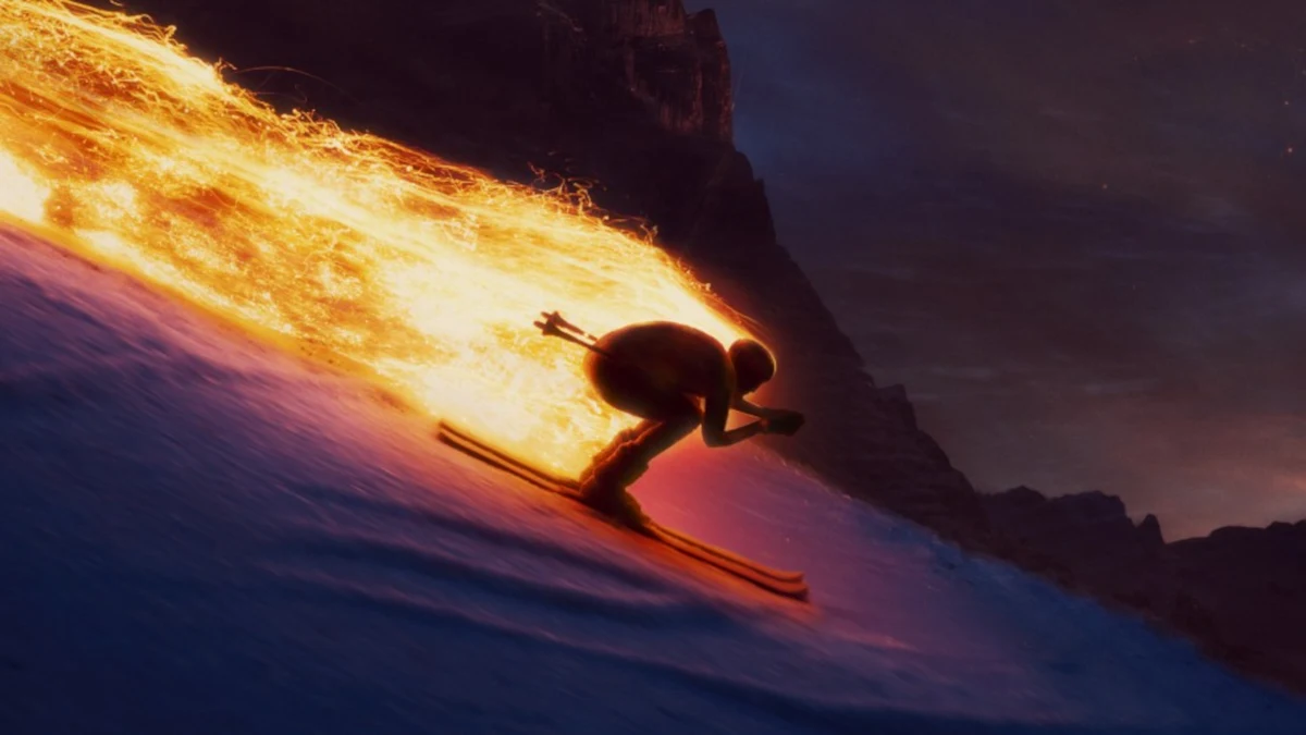 BBC Trails Will Blaze Winter Olympics campaign key visual with skier silhouette trailing fire