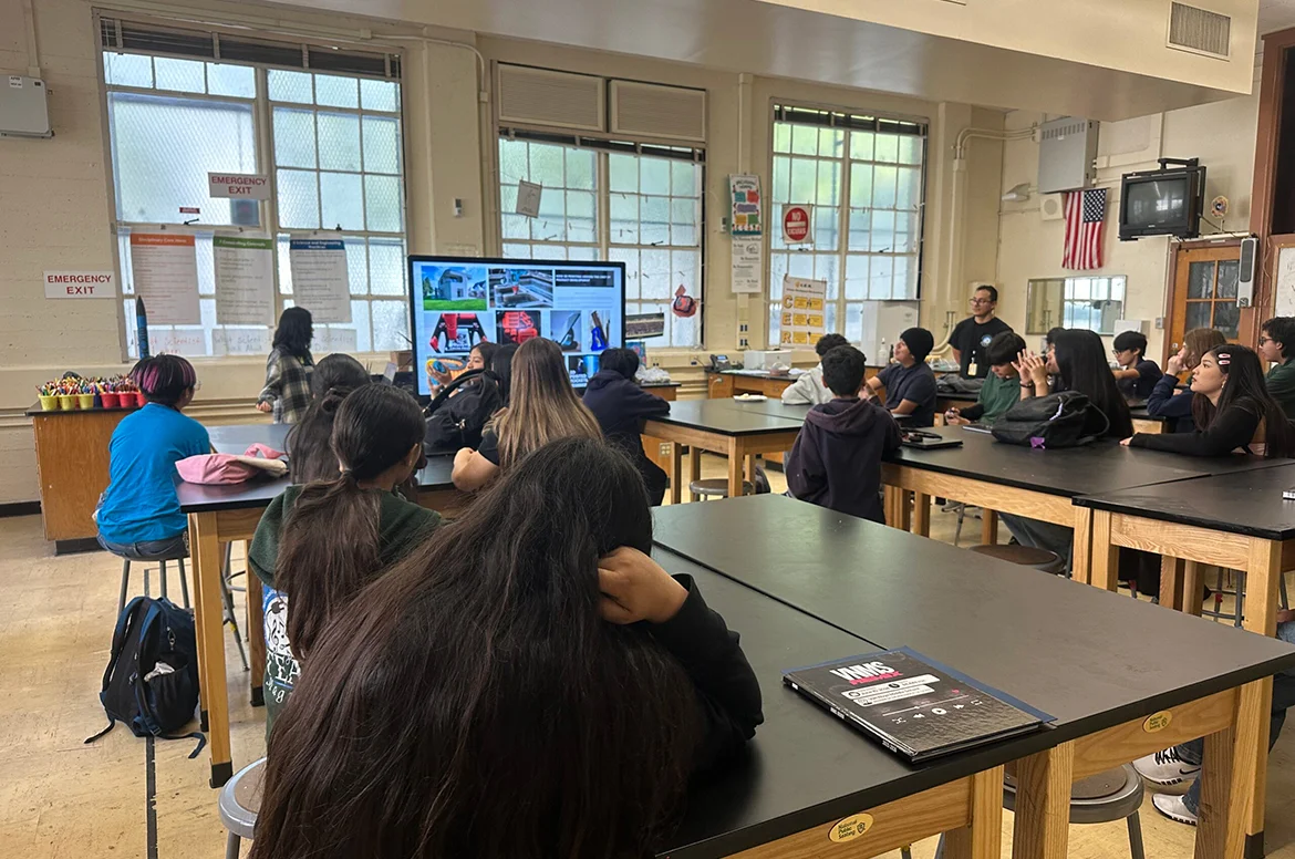 Students at a Los Angeles middle school taking part in a hands-on 3D design and printing workshop